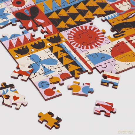 Galison 9780735370272 Lisa Congdon Rabbit Quilt 144 Piece Wood Puzzle - Lisa Congdon [PUZZLE]
