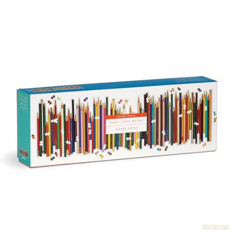 Galison 9780735370456 Frank Lloyd Wright Colored Pencils Shaped 1000 Piece Panoramic Puzzle - Frank Lloyd Wright [PUZZLE]