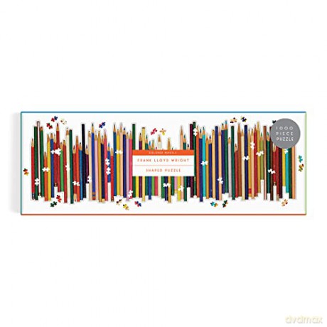 Galison 9780735370456 Frank Lloyd Wright Colored Pencils Shaped 1000 Piece Panoramic Puzzle - Frank Lloyd Wright [PUZZLE]