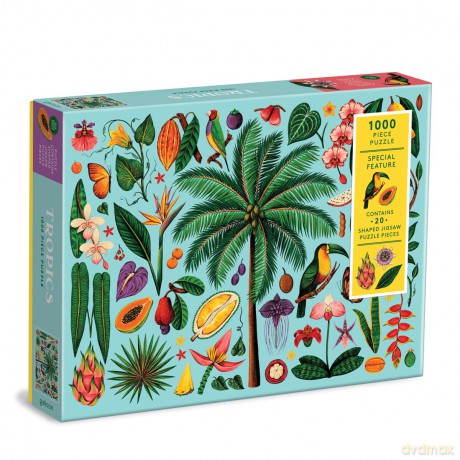Galison 9780735370494 Tropics 1000 Puzzle with Shaped Pieces - Galison Mudpuppy [PUZZLE]