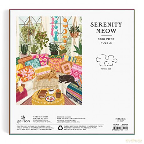 Galison 9780735371460 Serenity Meow Jigsaw Puzzle, Multicoloured, 1000 Pieces - Galison [PUZZLE]