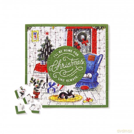 Galison 9780735371736 Home for Christmas 100 Piece Mini Shaped Puzzle - Brass Monkey [PUZZLE]