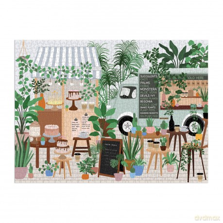Galison 9780735371903 Plant Café Jigsaw Puzzle, Multicoloured, 1000 Pieces - Galison [PUZZLE]