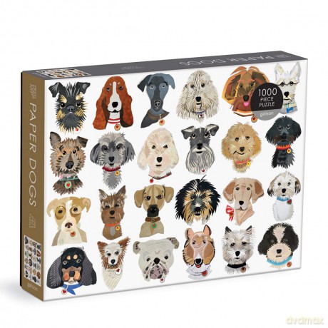 Galison 9780735371941 Paper Dogs Jigsaw Puzzle, Multicoloured, 1000 Pieces - Galison [PUZZLE]