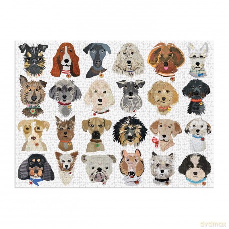 Galison 9780735371941 Paper Dogs Jigsaw Puzzle, Multicoloured, 1000 Pieces - Galison [PUZZLE]