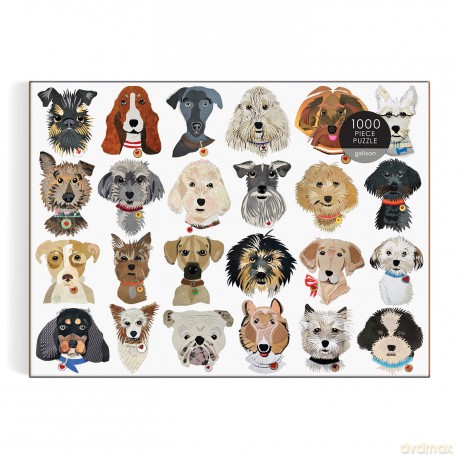 Galison 9780735371941 Paper Dogs Jigsaw Puzzle, Multicoloured, 1000 Pieces - Galison [PUZZLE]
