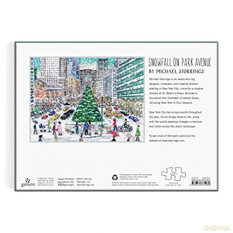Galison 9780735371989 Michael Storrings Snowfall on Park Avenue Jigsaw Puzzle, Multicoloured, 1000 Pieces - Galison [PUZZLE]