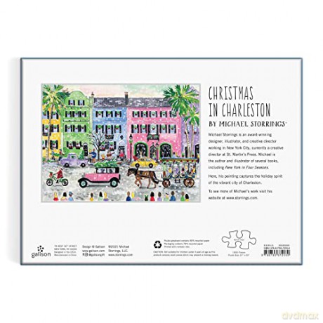 Galison 9780735372030 Michael Storrings Christmas in Charleston Jigsaw Puzzle, Multicoloured, 1000 Pieces - Galison [PUZZLE]