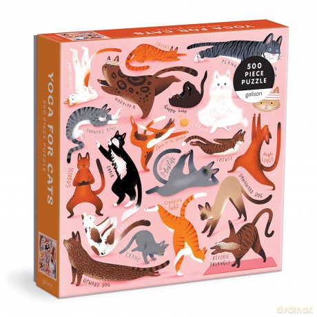 Galison 9780735372276 Yoga for Cats 500 Piece Puzzle - Susann Hoffmann [PUZZLE]