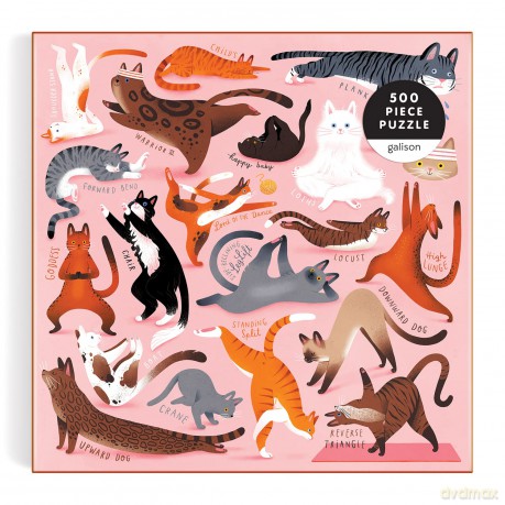 Galison 9780735372276 Yoga for Cats 500 Piece Puzzle - Susann Hoffmann [PUZZLE]