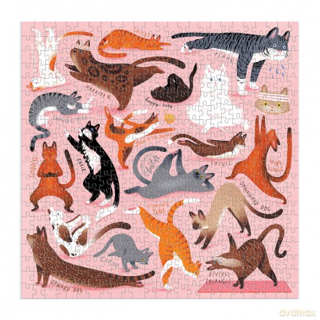 Galison 9780735372276 Yoga for Cats 500 Piece Puzzle - Susann Hoffmann [PUZZLE]