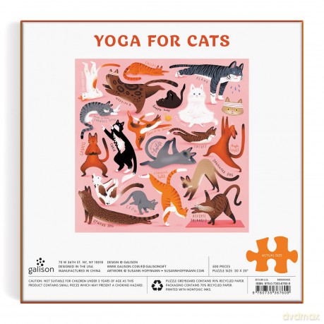 Galison 9780735372276 Yoga for Cats 500 Piece Puzzle - Susann Hoffmann [PUZZLE]