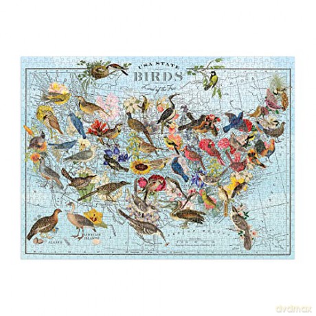 Galison 9780735372979 Wendy Gold State Birds 1000 Piece Puzzle - Galison [PUZZLE]