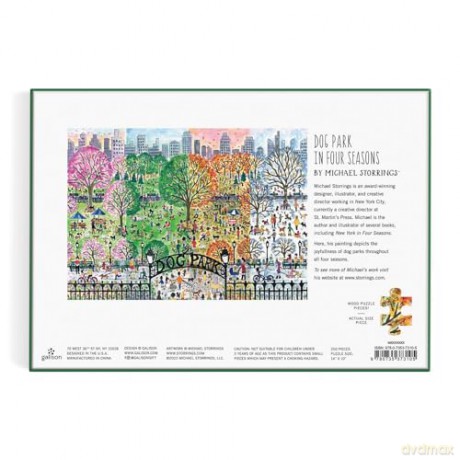 Galison 9780735373105 Michael Storrings Dog Park in Four Seasons Wooden Jigsaw Puzzle, Multicoloured, 250 Pieces - Galison [PUZZLE]