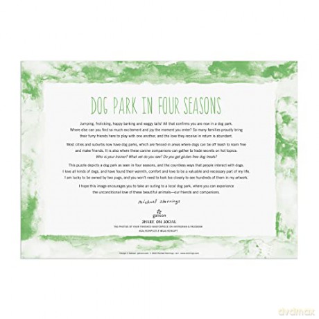 Galison 9780735373105 Michael Storrings Dog Park in Four Seasons Wooden Jigsaw Puzzle, Multicoloured, 250 Pieces - Galison [PUZZLE]