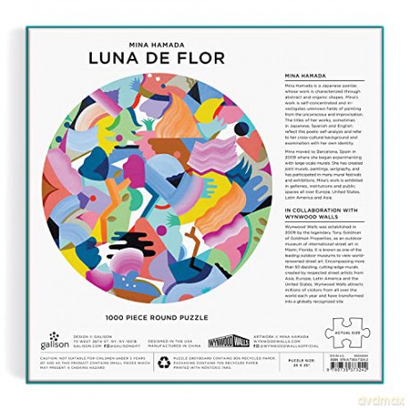Galison 9780735373242 Mina Hamada Luna de Flor Round Jigsaw Puzzle - Galison [PUZZLE]