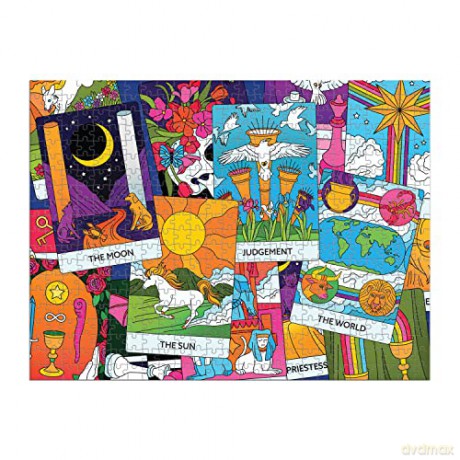Galison 9780735373297 Major Arcana Double-Sided Jigsaw Puzzle, Multicoloured, 500 Pieces - Galison [PUZZLE]