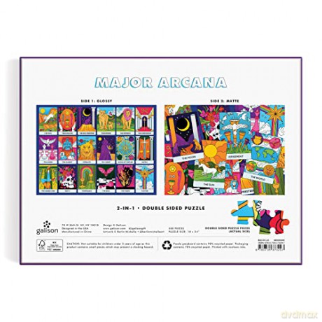 Galison 9780735373297 Major Arcana Double-Sided Jigsaw Puzzle, Multicoloured, 500 Pieces - Galison [PUZZLE]