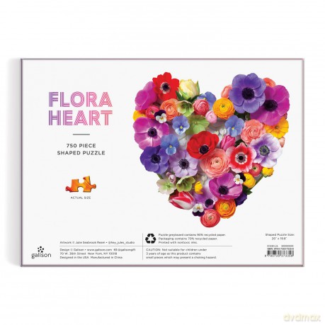 Galison 9780735373358 Flora Heart Jigsaw Puzzle, Multicoloured, 750 Pieces - Galison [PUZZLE]