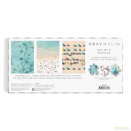 Galison 9780735373716 Gray Malin The Beachside Jigsaw Puzzle 3-in-1 Set, Multicoloured, 360 Pieces - Galison [PUZZLE]