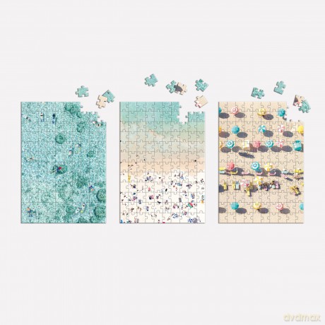 Galison 9780735373716 Gray Malin The Beachside Jigsaw Puzzle 3-in-1 Set, Multicoloured, 360 Pieces - Galison [PUZZLE]