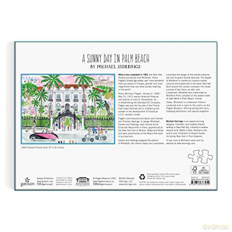 Galison 9780735373952 Michael Storrings A Sunny Day in Palm Beach 1000 Piece Puzzle - Galison [PUZZLE]