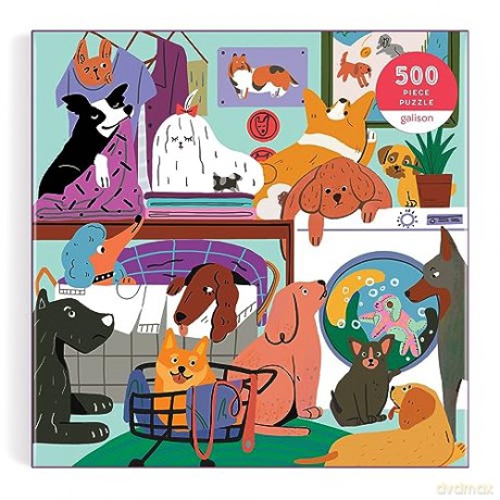 Galison 9780735374874 Laundry Dogs Jigsaw Puzzle, Multicoloured, 500 Pieces - Galison [PUZZLE]