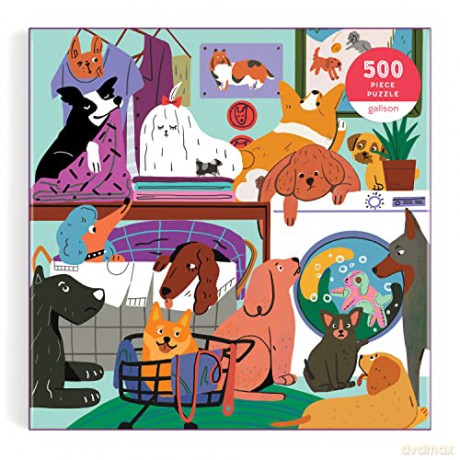 Galison 9780735374874 Laundry Dogs Jigsaw Puzzle, Multicoloured, 500 Pieces - Galison [PUZZLE]