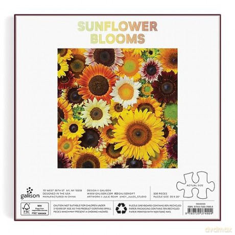 Galison 9780735374904 Sunflower Blooms Jigsaw Puzzle, Multicoloured, 500 Pieces - Galison [PUZZLE]