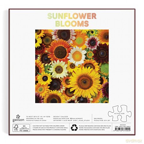 Galison 9780735374904 Sunflower Blooms Jigsaw Puzzle, Multicoloured, 500 Pieces - Galison [PUZZLE]