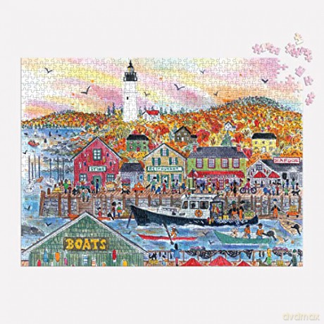 Galison 9780735374928 Michael Storrings Autumn By the Sea Jigsaw Puzzle, Multicoloured, 1000 Pieces - Galison [PUZZLE]