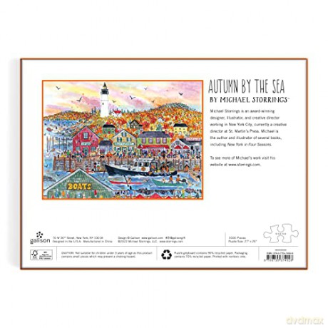 Galison 9780735374928 Michael Storrings Autumn By the Sea Jigsaw Puzzle, Multicoloured, 1000 Pieces - Galison [PUZZLE]