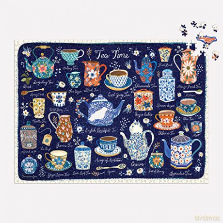 Galison 9780735374935 Tea Time Jigsaw Puzzle, Multicoloured, 1000 Pieces - Galison [PUZZLE]
