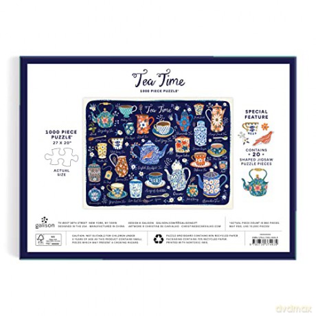 Galison 9780735374935 Tea Time Jigsaw Puzzle, Multicoloured, 1000 Pieces - Galison [PUZZLE]