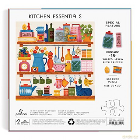 Galison 9780735374966 Kitchen Essentials Jigsaw Puzzle, Multicoloured, 500 Pieces - Galison [PUZZLE]