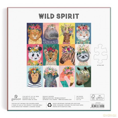 Galison 9780735375055 Wild Spirit Jigsaw Puzzle, Multicoloured, 500 Pieces - Galison [PUZZLE]