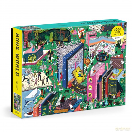 Galison 9780735375529 Book World Jigsaw Puzzle, Multicoloured, 1000 Pieces - Galison [PUZZLE]
