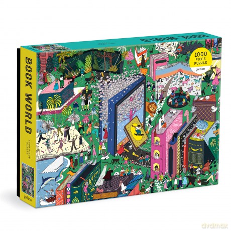 Galison 9780735375529 Book World Jigsaw Puzzle, Multicoloured, 1000 Pieces - Galison [PUZZLE]