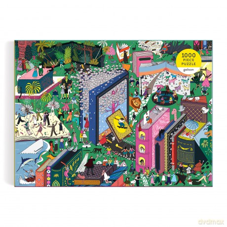 Galison 9780735375529 Book World Jigsaw Puzzle, Multicoloured, 1000 Pieces - Galison [PUZZLE]