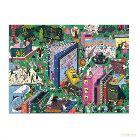 Galison 9780735375529 Book World Jigsaw Puzzle, Multicoloured, 1000 Pieces - Galison [PUZZLE]