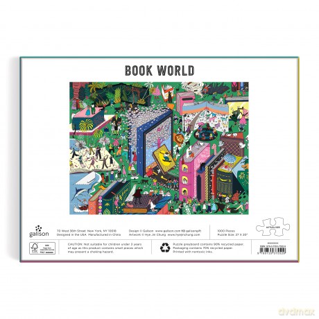 Galison 9780735375529 Book World Jigsaw Puzzle, Multicoloured, 1000 Pieces - Galison [PUZZLE]