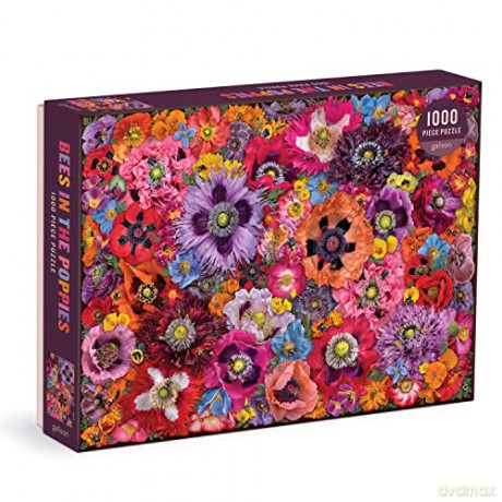 Galison 9780735375550 Bees in the Poppies Jigsaw Puzzle, Multicoloured, 1000 Pieces - Galison [PUZZLE]
