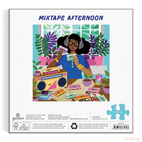 Galison 9780735375703 Mixtape Afternoon Jigsaw Puzzle, Multicoloured, 500 Pieces - Galison [PUZZLE]