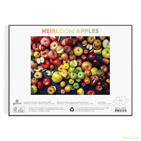 Galison 9780735375734 Heirloom Apples Jigsaw Puzzle, Multicoloured, 1000 Pieces - Galison [PUZZLE]