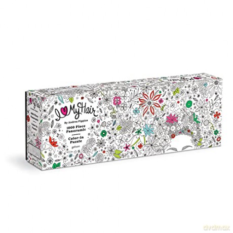 Galison 9780735375789 Andrea Pippins Flowers In Your Hair Colour-in Jigsaw Puzzle, Multicoloured, 1000 Pieces - Galison [PUZZLE]