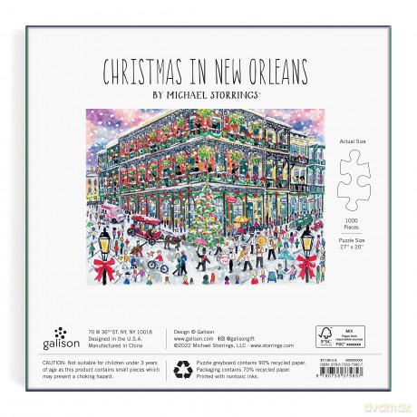 Galison 9780735375857 Michael Storrings Christmas in New Orleans Jigsaw Puzzle, Multicoloured, 1000 Pieces - Galison [PUZZLE]