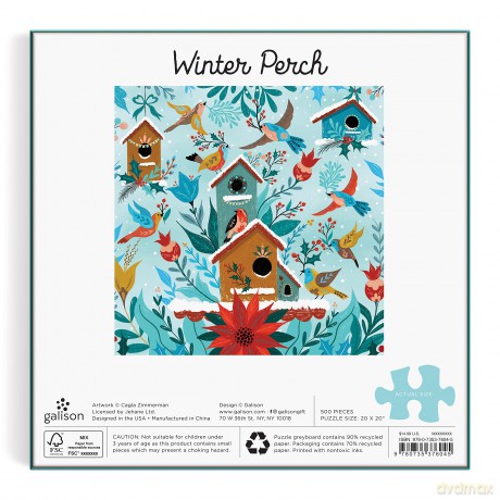 Galison 9780735376045 Winter Perch Jigsaw Puzzle, Multicoloured, 500 Pieces - Galison [PUZZLE]