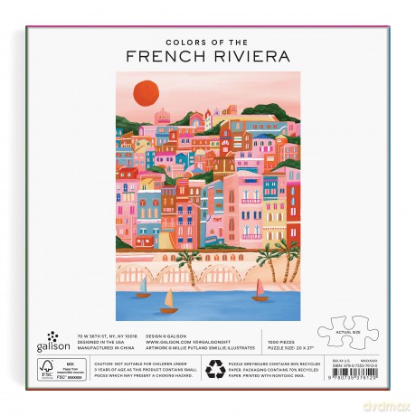 Galison 9780735376120 Colours Of The French Riviera Jigsaw Puzzle, Multicoloured, 1000 Pieces - Galison [PUZZLE]