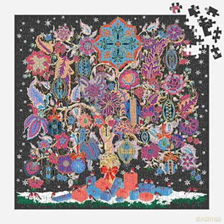 Galison 9780735376847 Liberty Christmas Tree of Life 500 Piece Foil Puzzle, Multicoloured - Liberty of London Ltd [PUZZLE]