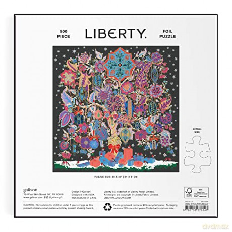 Galison 9780735376847 Liberty Christmas Tree of Life 500 Piece Foil Puzzle, Multicoloured - Liberty of London Ltd [PUZZLE]
